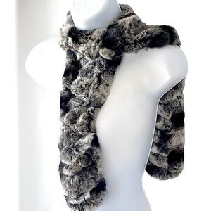 Luxurious Fur Scarf in Gray and Black